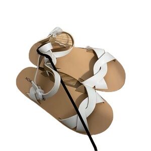 Nordstrom Braided White Sandals NEW Sz 12 Girls Open Toe